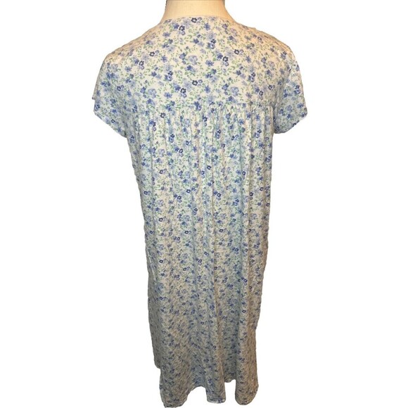 EILEEN WEST Women’s PURPLE & GREEN Floral Short Sleeve Cotton Nightgown Size S - Picture 4 of 8